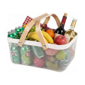 Portable Mesh Harvest Basket - Natural Bamboo Handle Foldable Organizer for Kitchen, Garden & Picnic | Ventilated