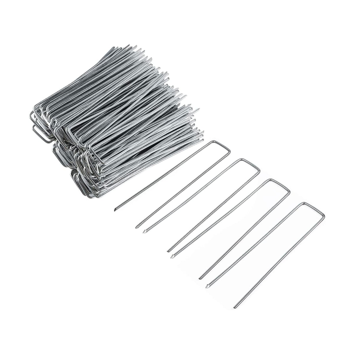 FEED GARDEN 10 Inch 50 Pack Galvanized Landscape Staples 11 Gauge Anti-Rust Garden Stakes Landscaping Fabric SOD Pins Yard Stakes for Weed Barrier Fabric