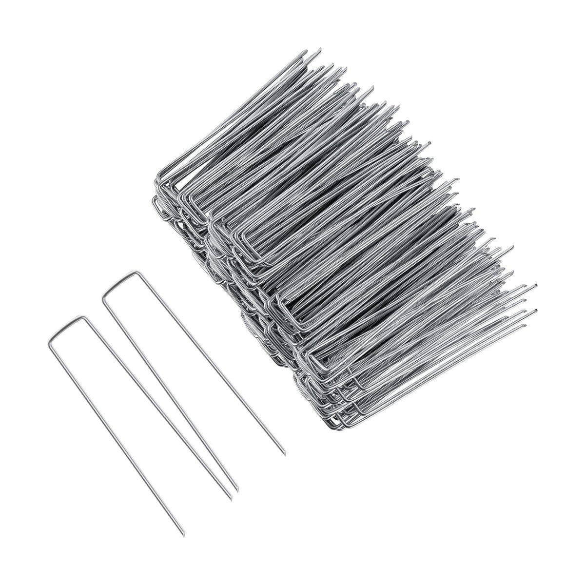 8 Inch 100 Pack Galvanized Landscape Staples 11 Gauge Anti-Rust Garden Stakes Landscaping Fabric SOD Pins Yard Stakes