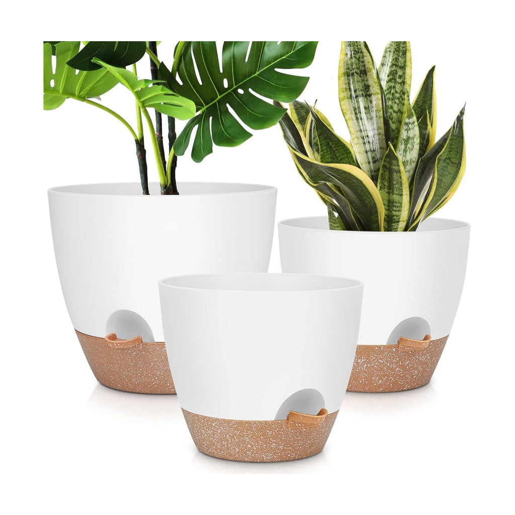 YNNICO 12" 10" 9" Large Self Watering Plant Pots, 3 Pack Flower Pots Planters with Multi Mesh Drainage Holes for Indoor Outdoor Garden Plants and Flowers
