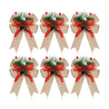 Syhood 6 Pcs Christmas Bows Xmas Velvet Bows Tree Decor, Burlap