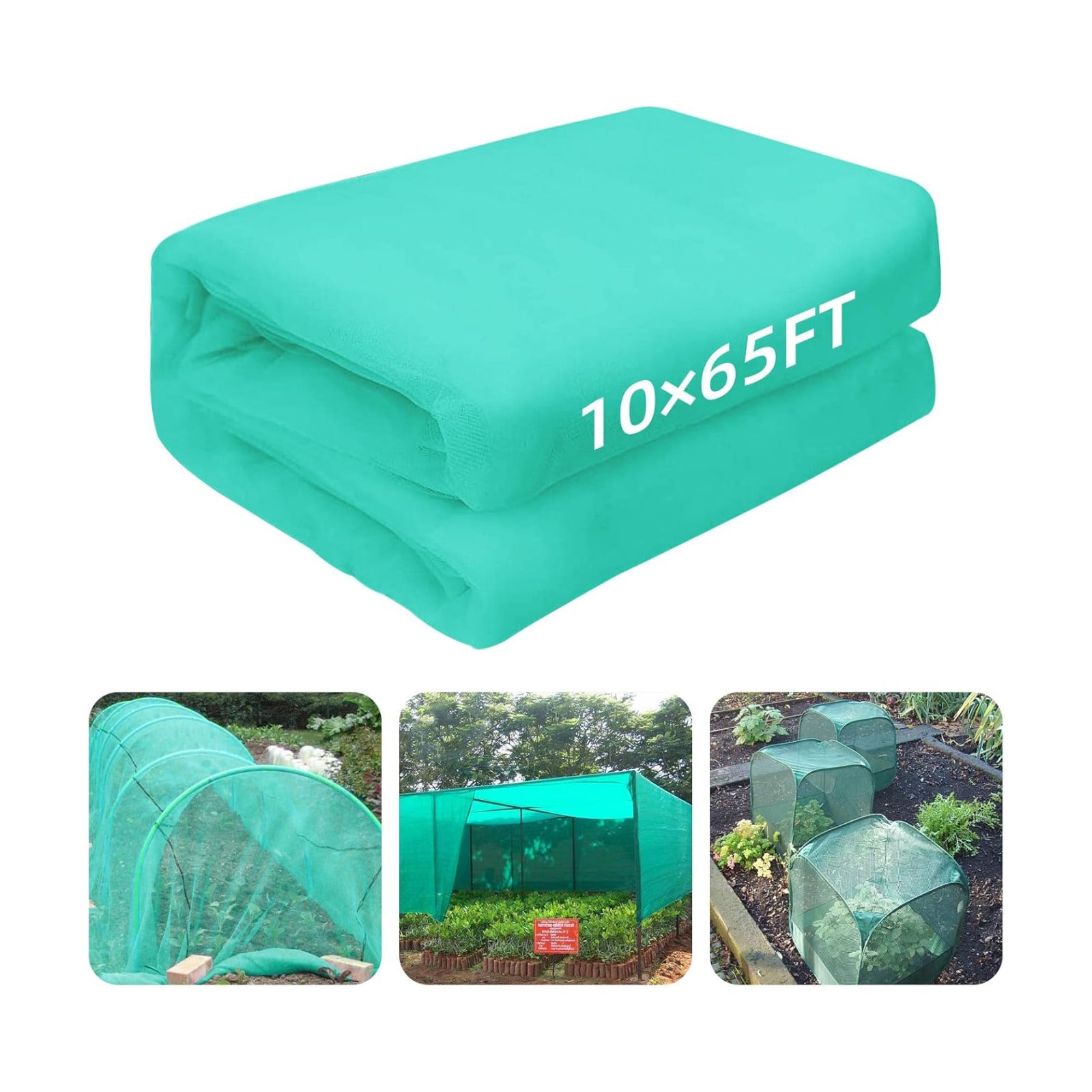 10 x 65FT Garden Mesh Netting, Ultra Fine Mesh Protection Netting Plant Covers Greenhouse Row Cover Raised Bed Screen