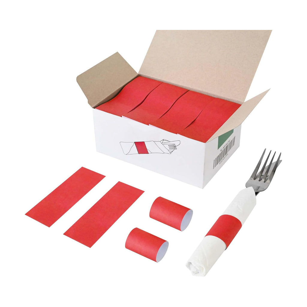 NATURALABEL Self-Adhesive Napkin Bands, Pack of 2,000, Red