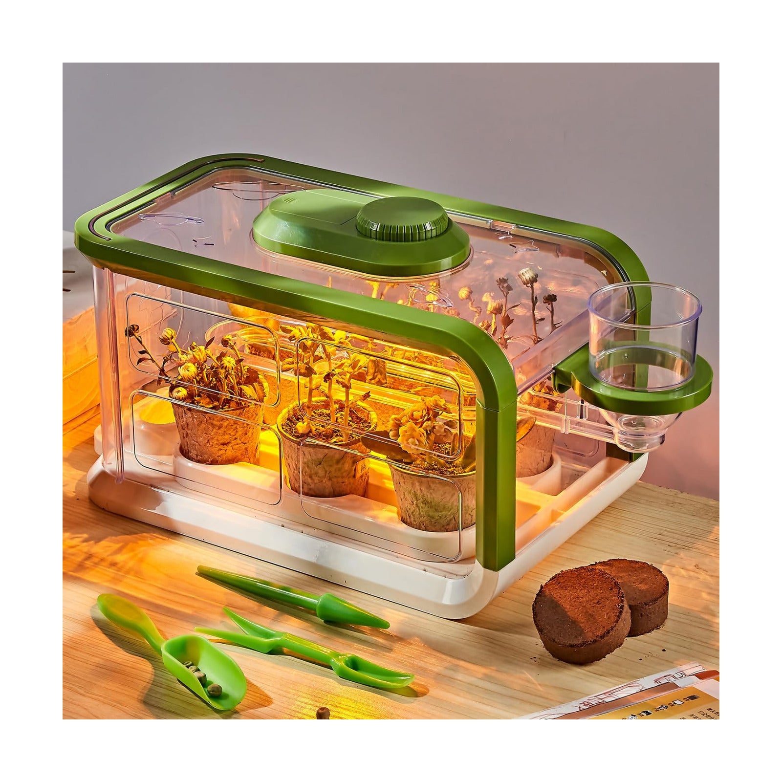 Kids Plant Growing Kit, Kids Gardening Greenhouse Growing Kit with Drip Irrigation and Grow Lights, Science STEM Toys