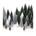 30Pcs Mini Christmas Trees Artificial Christmas Tree Bottle Brush Trees with Wooden Base for Christmas Decor Party Home Table Craft Decorations(Green+Silver+White)