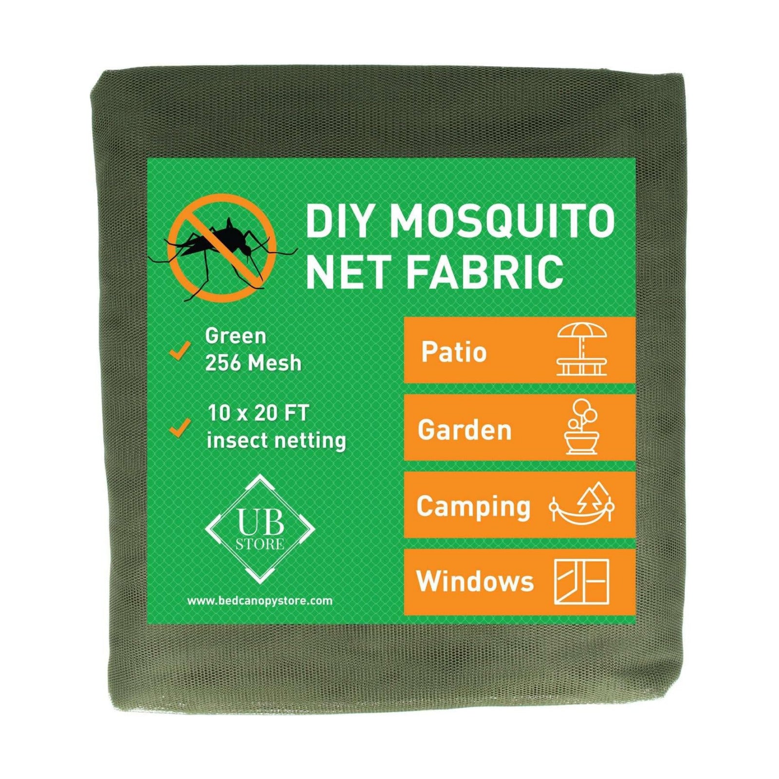 Green DIY Mosquito Net Fabric | 10x20 FT Netting | Insect Cover for Garden | Netting for Patio, Outdoor & Windows