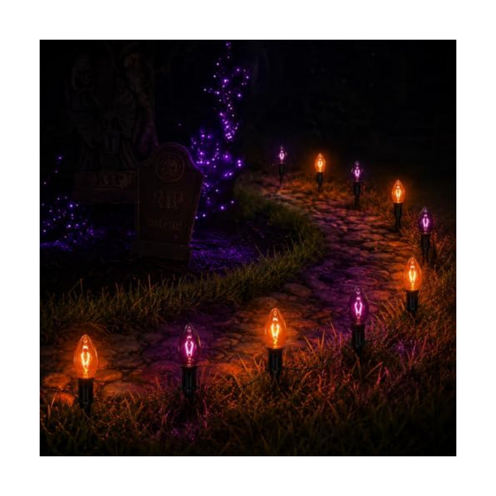 Halloween Pathway Lights with 10 C9 Incandescent Glass Bulbs