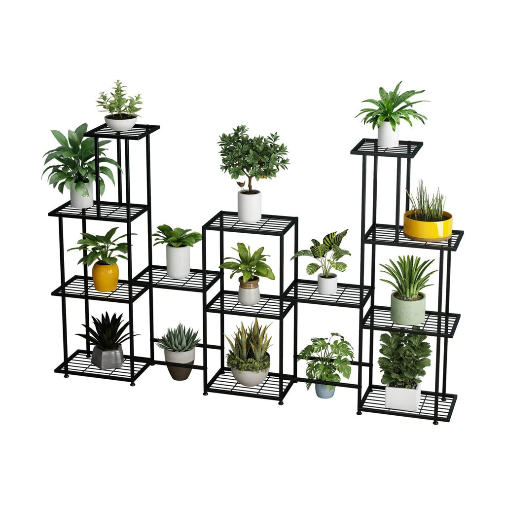 Twhep Tall Multi Tier Plant Stand, 13 Tiers Multifunctional Plant Stands for Indoor Plants, Decorative Black Steel