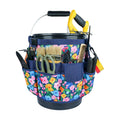 MELOTOUGH Bucket Caddy Organizer Bucket Tool Organizer for Garden Tools Fit 3.5 to 5 Gallon Bucket (Blue Flower)