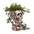 Skull Planter, Goth Flower Pot, Gothic Plant Pots, Succulent Pots with Drainage, Halloween Plant Pot, Tall White Skulls Statue, Funny Desk Home Decor, Cool Figurines Flower Pots Gift for Mother Father