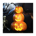 3 Tier 14" Halloween Stacked Pumpkin Decor, Jack O Lantern with LED Lights