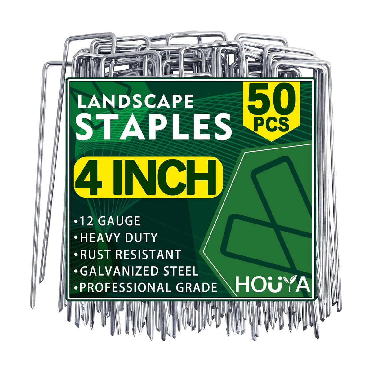 50 Pack Landscape Staples 4 Inch 12 Gauge Garden Stakes