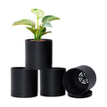 D'vine Dev 4-Pack Black Plastic Planters with Saucers, 6 in, 74-Y-J-2 | Lightweight Durable Build, Matte Finish