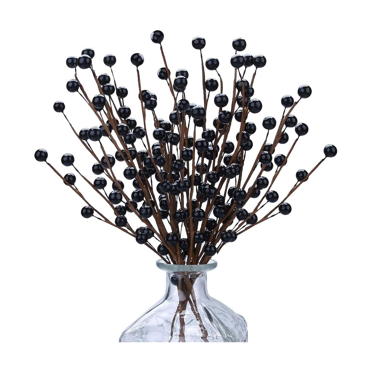 12 Pack14 Black Holly Berry Stems Halloween Ornaments Artificial Berry Stems Fake Holly Berry Picks for Christmas Tree Halloween Vase DIY Wreath Crafts Home Decor