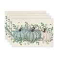 Artoid Mode Pumpkins Eucalyptus Leaves Fall Placemats Set of 4, 12x18 Inch Autumn Thanksgiving Holiday Table Mats for Party Kitchen Dining Decoration