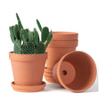 Orceler 6 inch Terracotta & Clay Pots for Plants with Saucer, Medium Terra Cotta Plant Pots with Drainage Hole, Flowerpot with Tray, Terracotta Pot for Indoor Outdoor Plant - Pack of 4 Planters