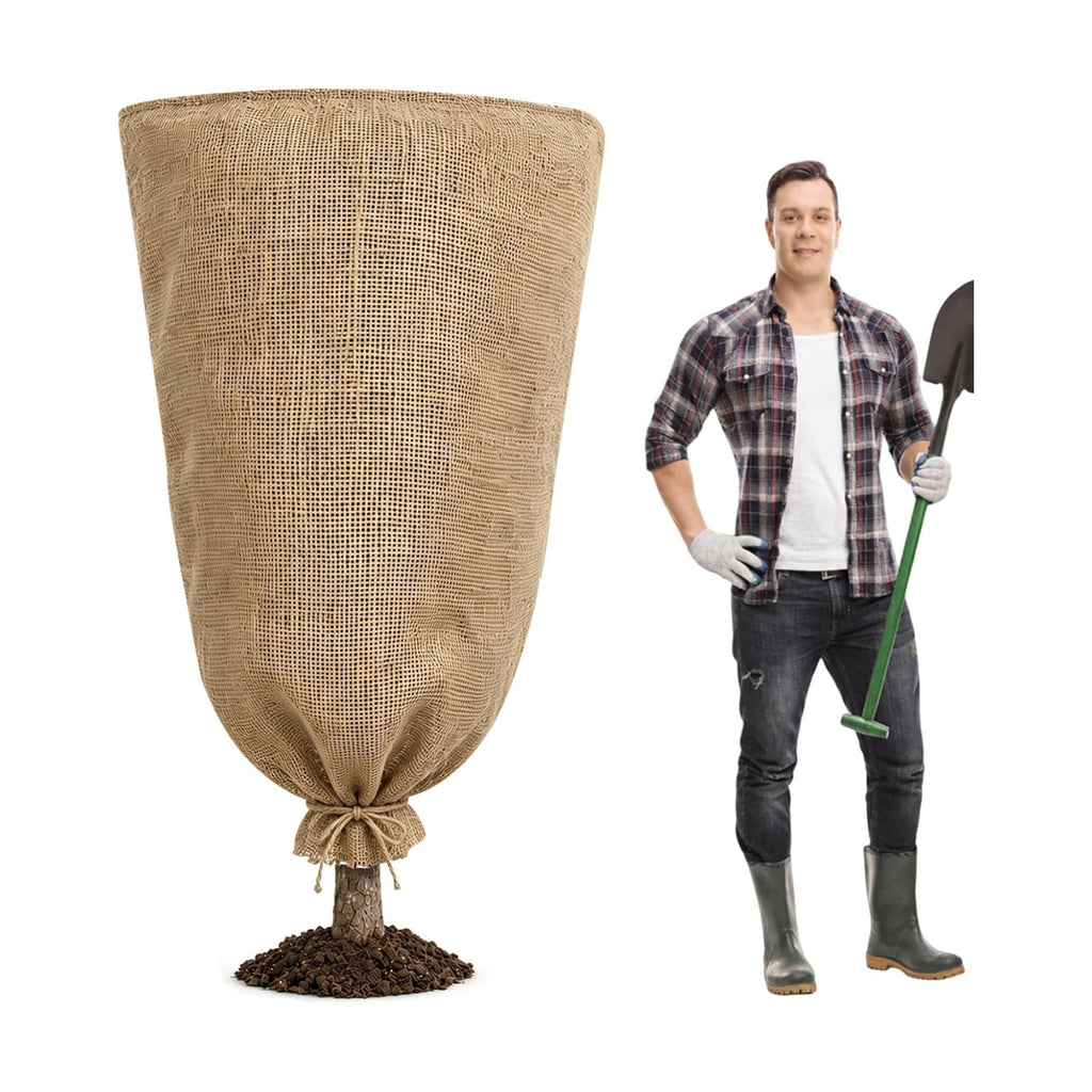 1Pcs 45.3x70.9in Winter Burlap Plant Cover Bags with Drawstring for Warmth | Reusable Plant Frost Protection for Fruit