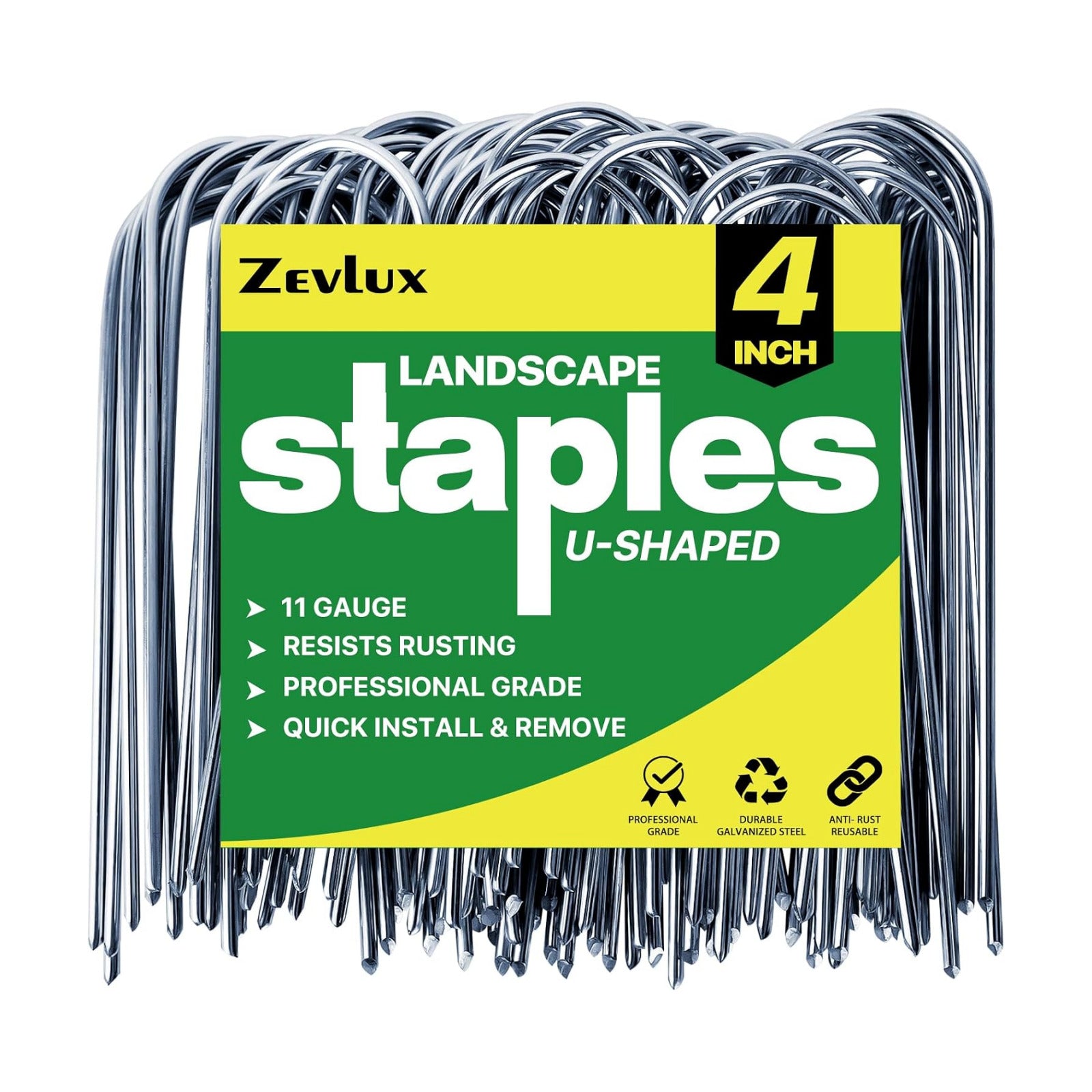 4 Inch 160 Pack U - Shape Garden Stakes Line & Irrigation Stakes | 11 Gauge Galvanized Landscape Staples for Tube