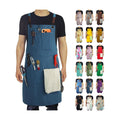 Kitchen Apron, Work Apron, Canvas, Multiple Pockets, Gardening, Painting, BBQ, Artist, Carpenter, Sizes M to XXL, Blue