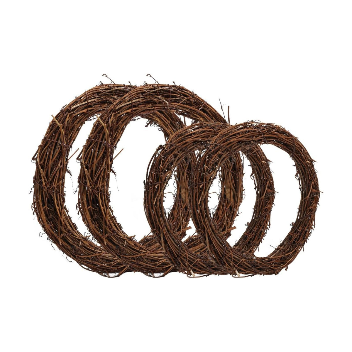 Worown 4 Pcs (8 & 12 Inch) Natural Grapevine Wreaths, Vine Branch Wreath, Rattan Wreath for DIY Christmas Craft, Front Door Wall Hanging, Wedding and Party Decors