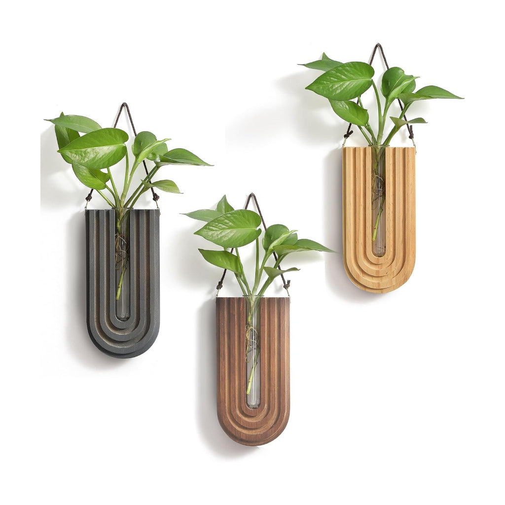 Wood Wall Planter Indoor, Propagation Station, Wooden Hanging Vase for Dried Flowers, Plant Holder, Boho Wall Décor for