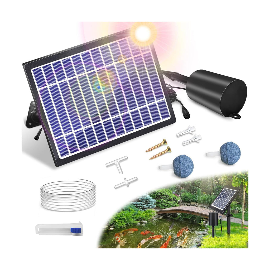 Solar Pond Aerator with Air Pump, 3 Modes(18H/36H/72H) Solar Aerator for Ponds Outdoor, 4W & 2200 mAh Solar Powered Air