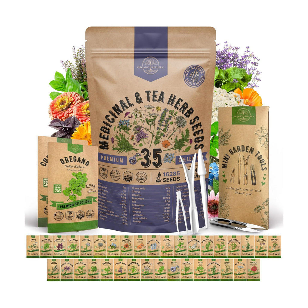 35 Medicinal & Tea Herb Seeds Variety Pack for Indoor & Outdoors. 16,335+ Non-GMO Heirloom Garden Seeds: Anise