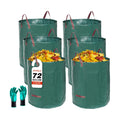 72 Gallon 6 Pack Leaf Bags Reusable for Lawn & Garden | Heavy duty, Standable, With 4 handles, Includes gardening