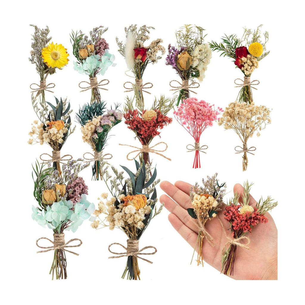10 Pcs Dried Flowers for Crafts, Mini Dried Flowers Bouquet Bulk for Vase DIY Photo Bridesmaid Gift Birthday Decor