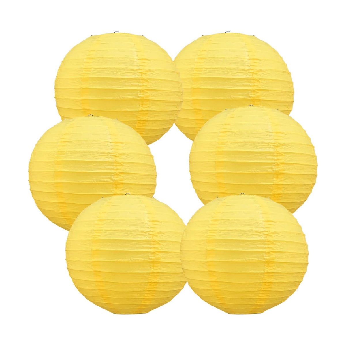 BEISHIDA 10Inch Yellow Paper Lanterns 6 Packs Hanging Round Chinese Lantern