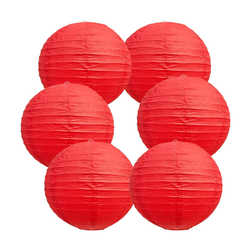 BEISHIDA 8 Inch Red Paper Lanterns 6 Packs Hanging Round Chinese Lantern