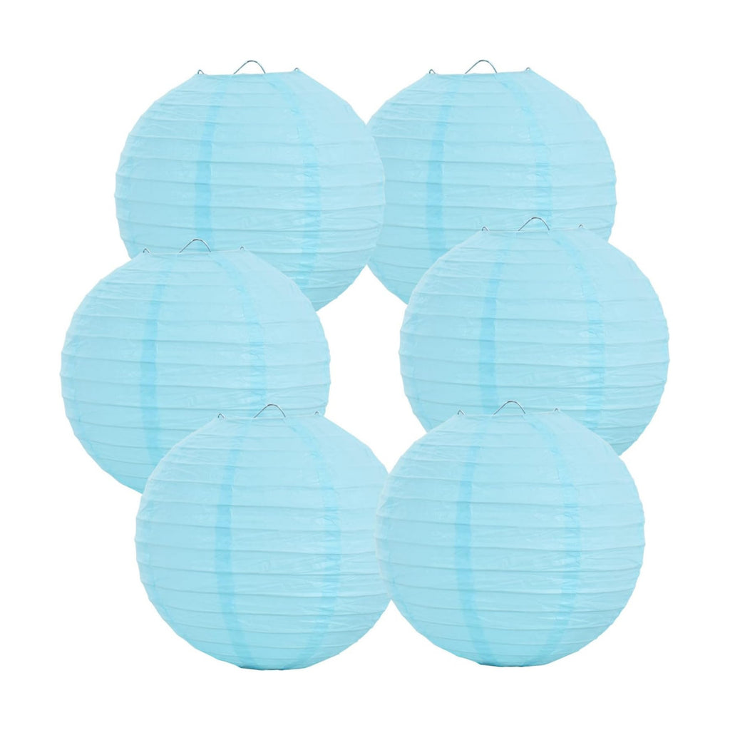 BEISHIDA 10 Inch Blue Paper Lanterns 6 Packs Hanging Round Chinese Lantern