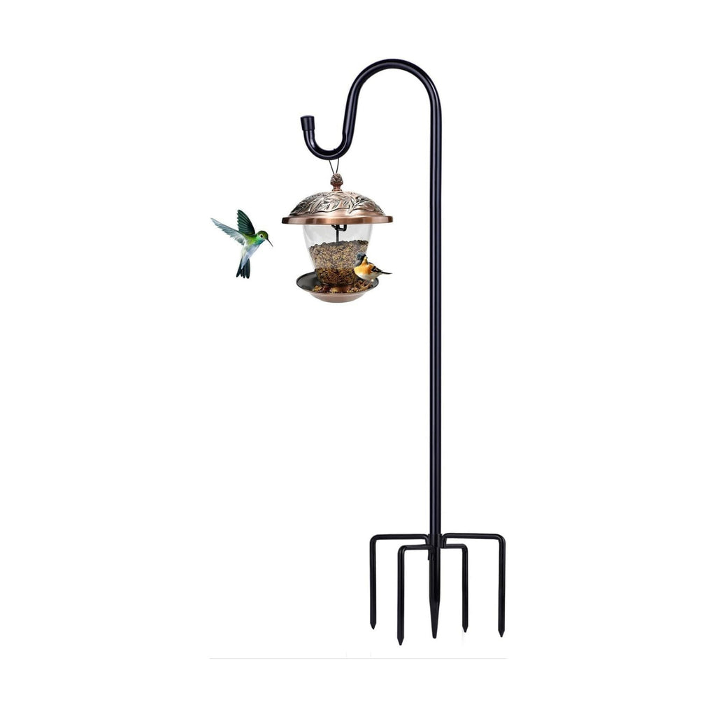 Shepherd Hooks for Outdoor, 1 Pack 94 Inch Bird Feeder Pole with 5 Prongs Base for Hanging Lantern, Hummingbird Feeder, Lightweight Plant, Shepherds Hook for Bird Feeders for Outside