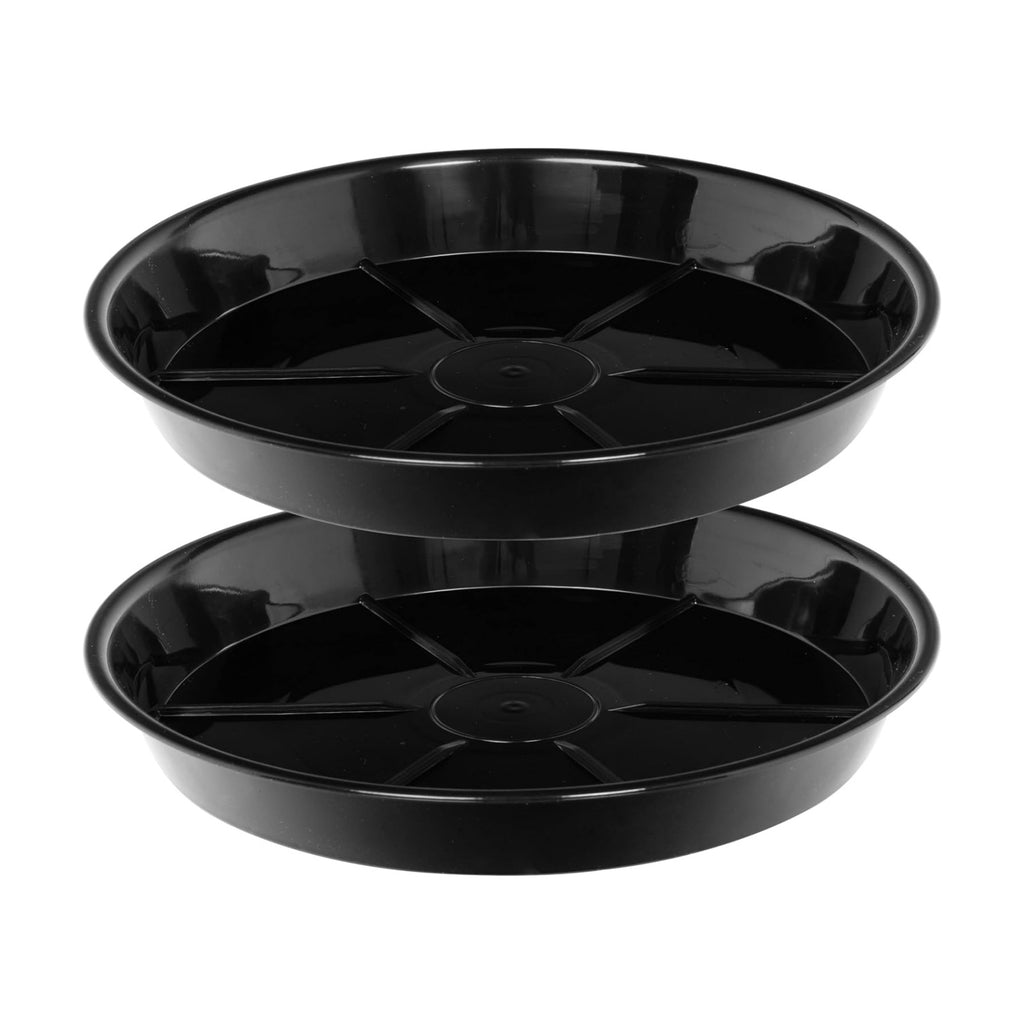 2 Pack Plant Saucer Drip Tray 17 inch, Large Heavy Sturdy Plastic Planter Flower Pot Saucers for Indoor Outdoor Garden, Plant Water Drip Trays for pots (17" 2Pack, Black)