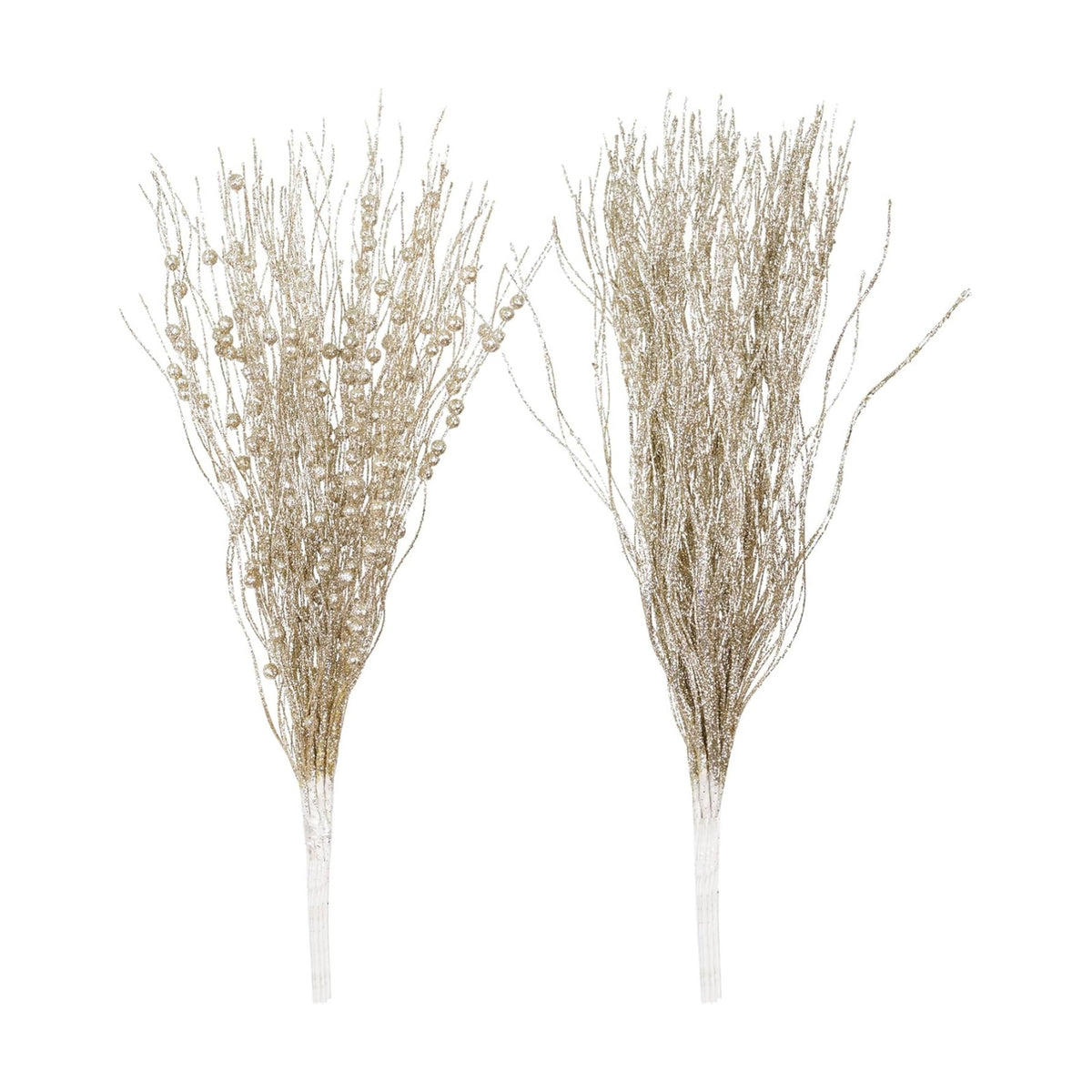 SLK 16-Pack Artificial Glitter Berry Stem Ornaments, Christmas Decorative Glittery Twigs, Picks, Branches for Tree, Wreath, Small Vase, Halloween Party (Champagne Gold)