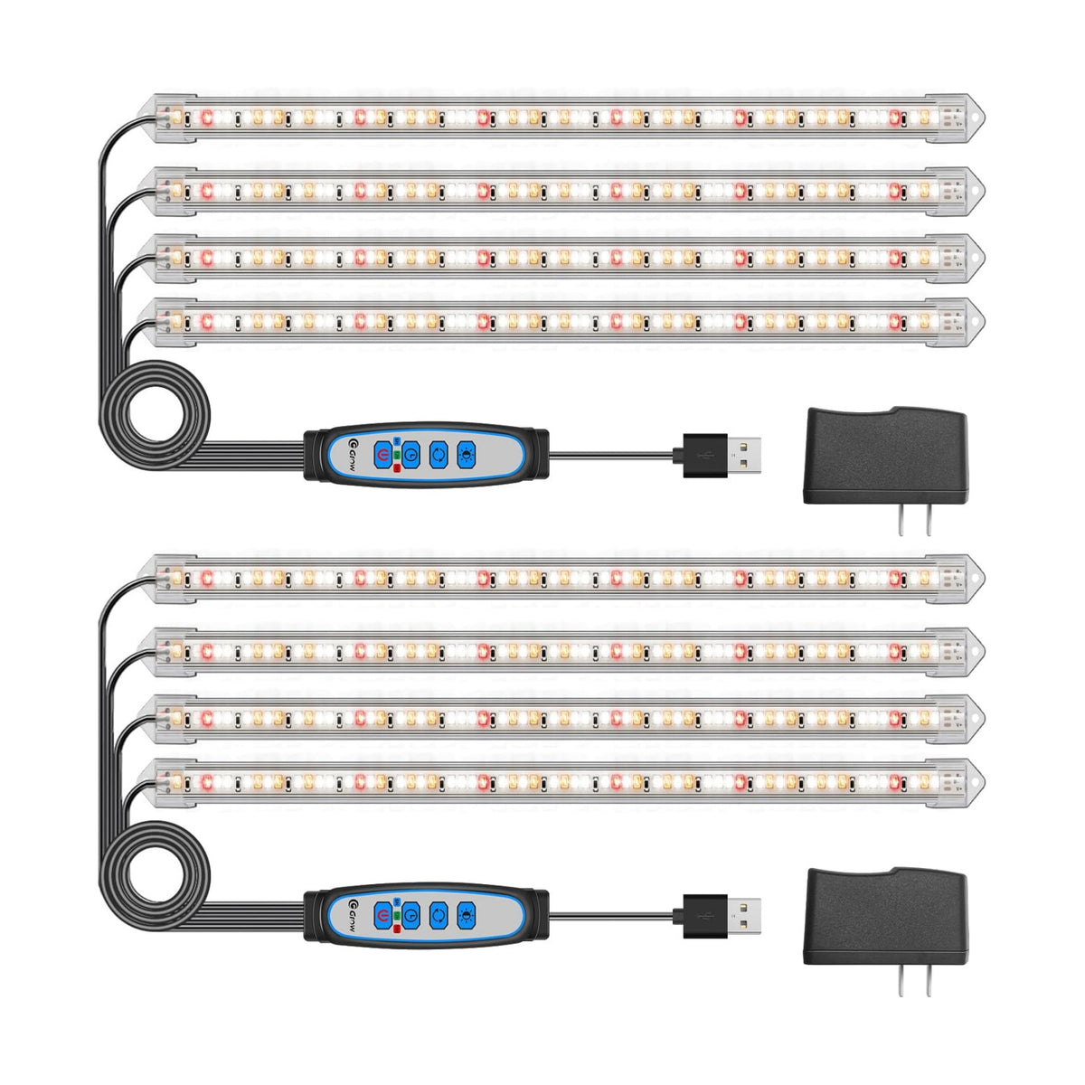 Kullsinss 16in Grow Light Strips, 4-Bar 240 LEDs Full Spectrum Plant Light
