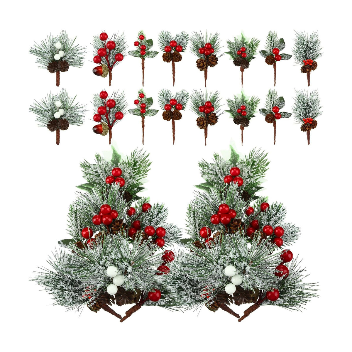 48 Pcs Christmas Floral Picks and Sprays Cone Berry Stems for Craft, Lovely