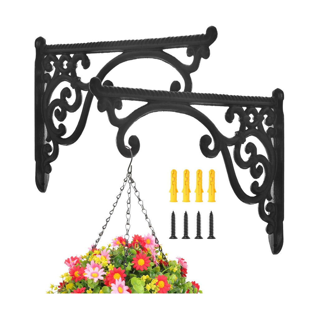 Heavy Duty Metal Plant Hanger Wall Mounted - 2 Pack Rustproof Plant Hooks for Hanging Plants, Flower Pots, Bird