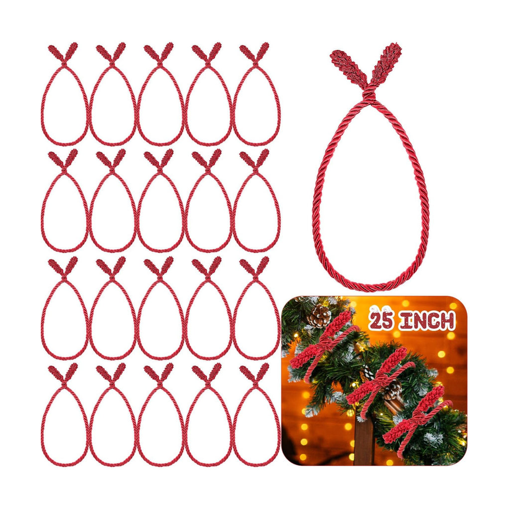 Zhengmy 20 Pcs 25 Inch Extra Long Christmas Garland Ties Christmas Decorative Twist Ties for Banister Reusable Flexible Twist for Holiday Xmas Home Decorations Craft Wrapping (Red)