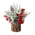 hatisan Small Christmas Tree, Artificial Christmas Tree with Christmas Ornaments Pine Cone Berry, Tabletop Christmas Tree for Christmas Decorations Home Room Party Winter Indoor Outdoor((Red-Round)