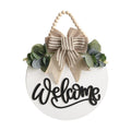 Welcome Sign for Front Door 12 in Wreath Decorations for All Seasons White