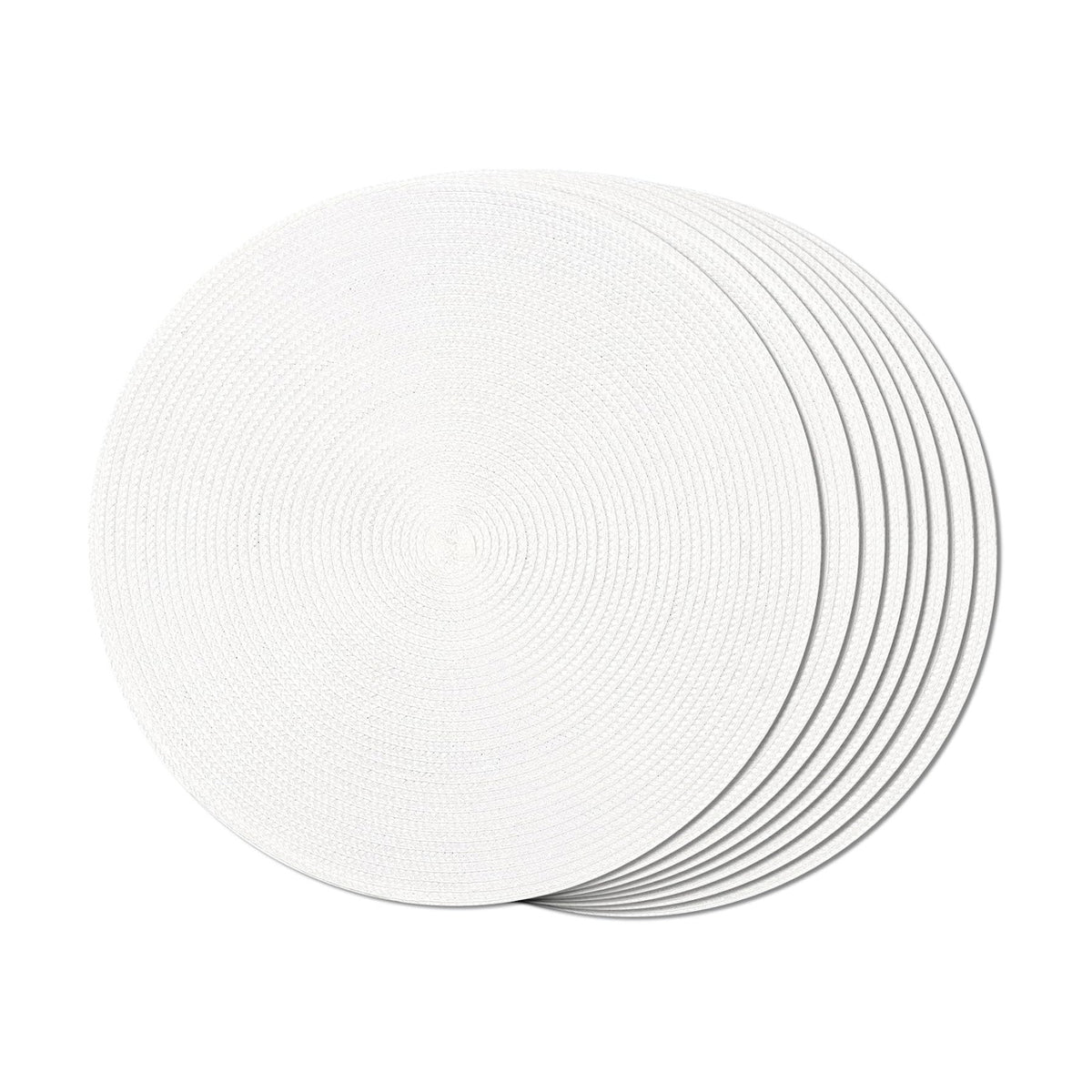 FunWheat Round Braided Placemats Set of 8 Place Mats for Dining Table Woven Washable Non-Slip Table Mats 15 Inch(Cream White,8pcs)