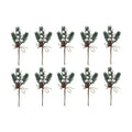 Artificial Red Berry Stems Pine Branches with Twine Bow,Christmas Pine Picks Fake Red Berry Wreath Picks, Christmas Trees Decoration Bouquets Garland Wreath Arrangements for Holiday(20 Pack/White)