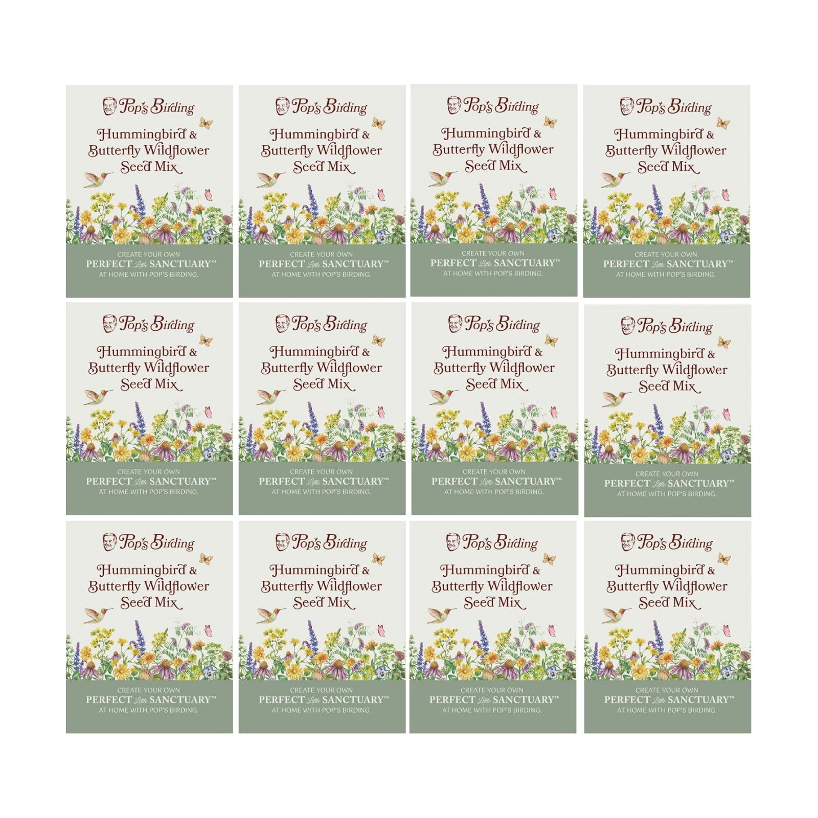 Pop's Birding Hummingbird & Butterfly Wildflower Seed Mix (12-Pack)