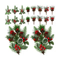 48 Pcs Christmas Floral Picks and Sprays Cone Berry Stems for Craft, Vivid