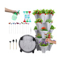 DUNCHATY Stackable Planter, Vertical Garden Planter with Wheels and Tools, Self Watering Strawberry Planter