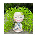 Head Planter with Drainage Hole, Resin Art Vase, Cute Lady Hugging Cat Succulent Flower Pots, Unique for Indoor Outdoor