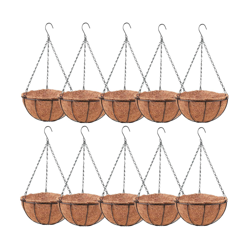 LaLaGreen Hanging Planters with Coco Liners (10 Pack, 12 Inch) Hanging Baskets for Plant Outdoor Hanging Plant Pot