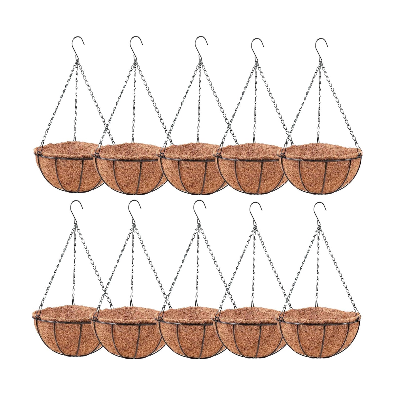 LaLaGreen Hanging Planters with Coco Liners (10 Pack, 12 Inch) Hanging Baskets for Plant Outdoor Hanging Plant Pot