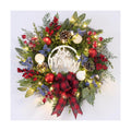Prelit Christmas Wreath for Front Door Outside,22 inch Be Merry Wreath with red Black Buffalo Plaid Bow,Lighted Farmhouse Christmas decoration-30 LED Light/Timer,Winter Door Wreath, Porch Decor